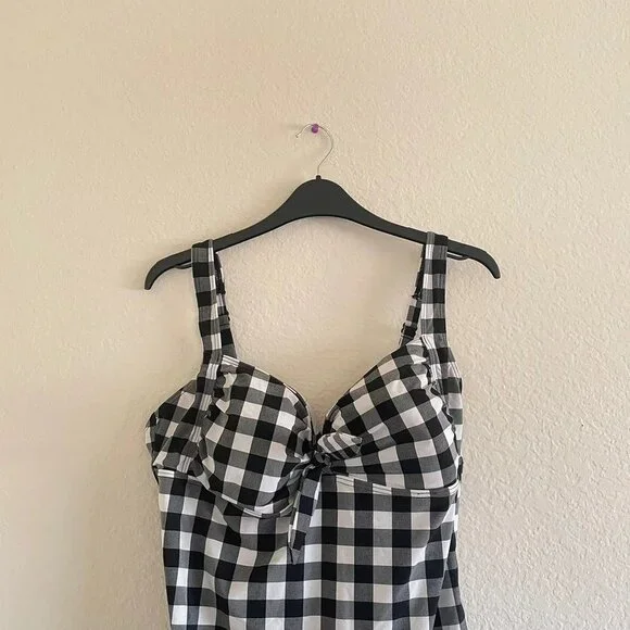 NEXT Plaid One Piece Black and White Bathing‎ Suit - Picture 2 of 6